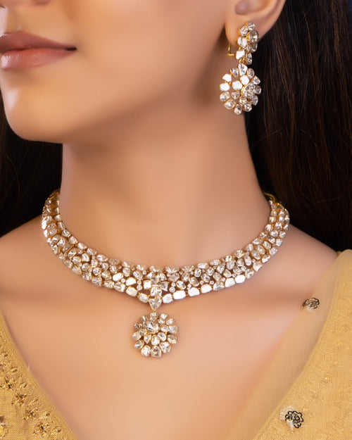 Tanvika Polki And Diamond Long Earrings