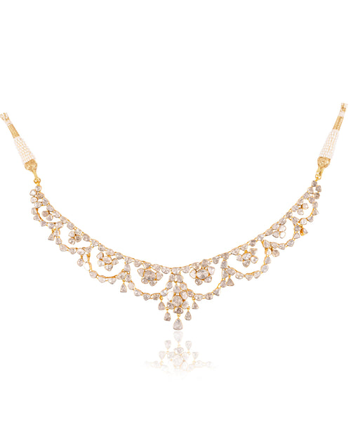 Zanaida Necklace And Rutvika Long Earrings Polki Set