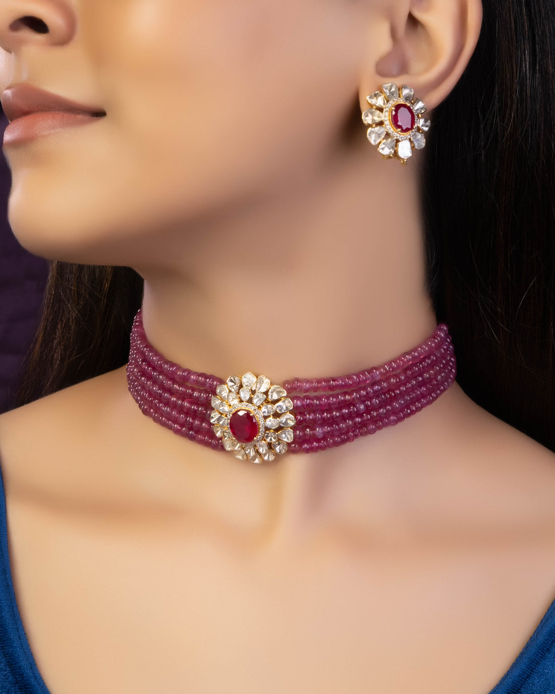 Dakshita Polki And Diamond Bead Choker