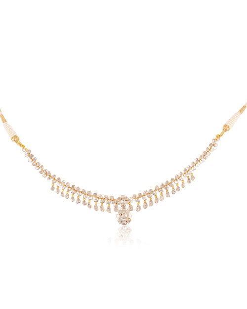Zeena Necklace And Priyanshi Long Earrings Polki And Diamond Set