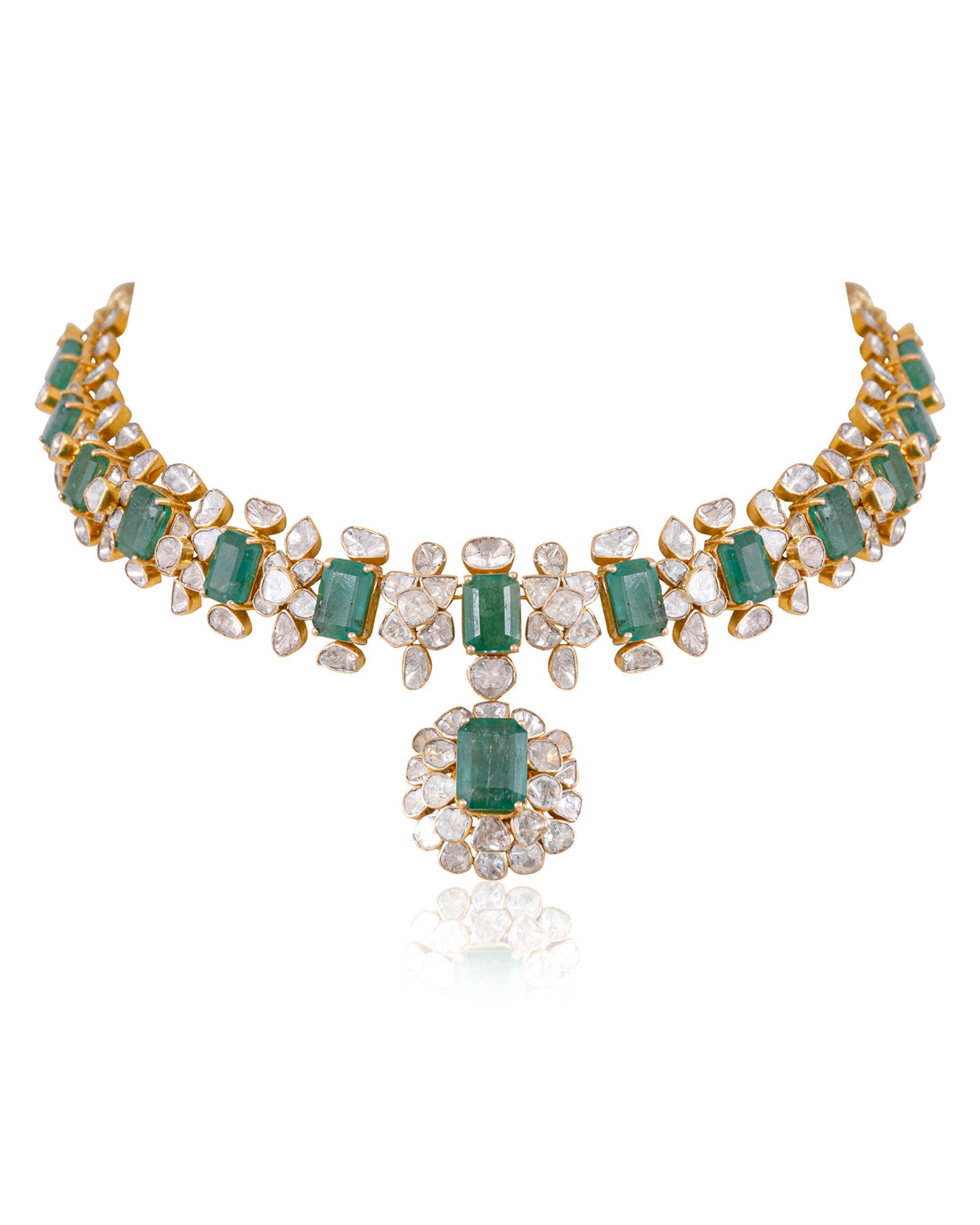 Manasi Necklace And Sanjita Long Earrings Polki Set