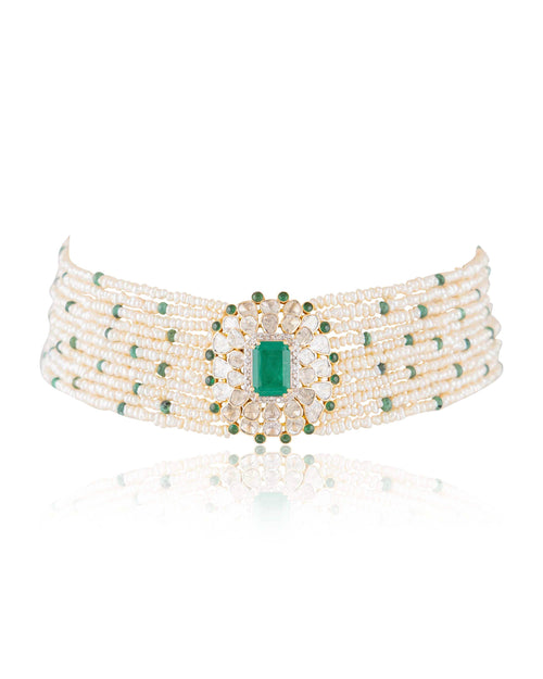 Anagha Polki And Diamond Bead Choker