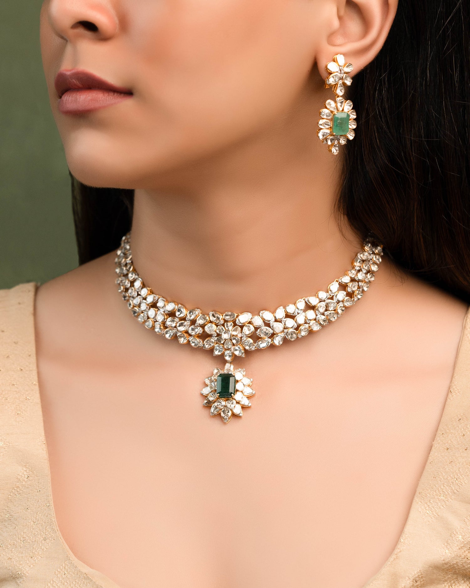 Ziyya Polki And Diamond Necklace