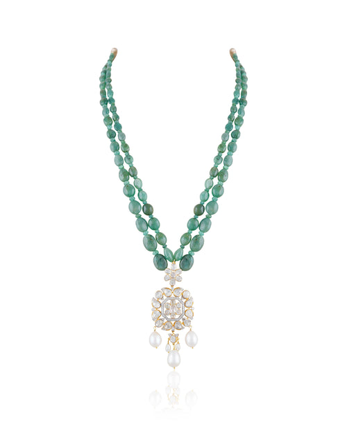 Isha Polki And Diamond Bead Pendants