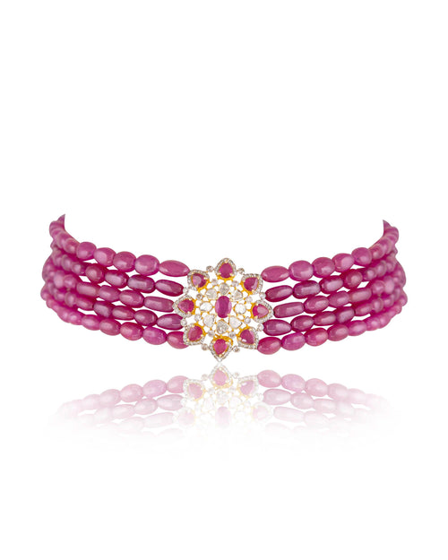 Tanaaz Polki And Diamond Bead Choker