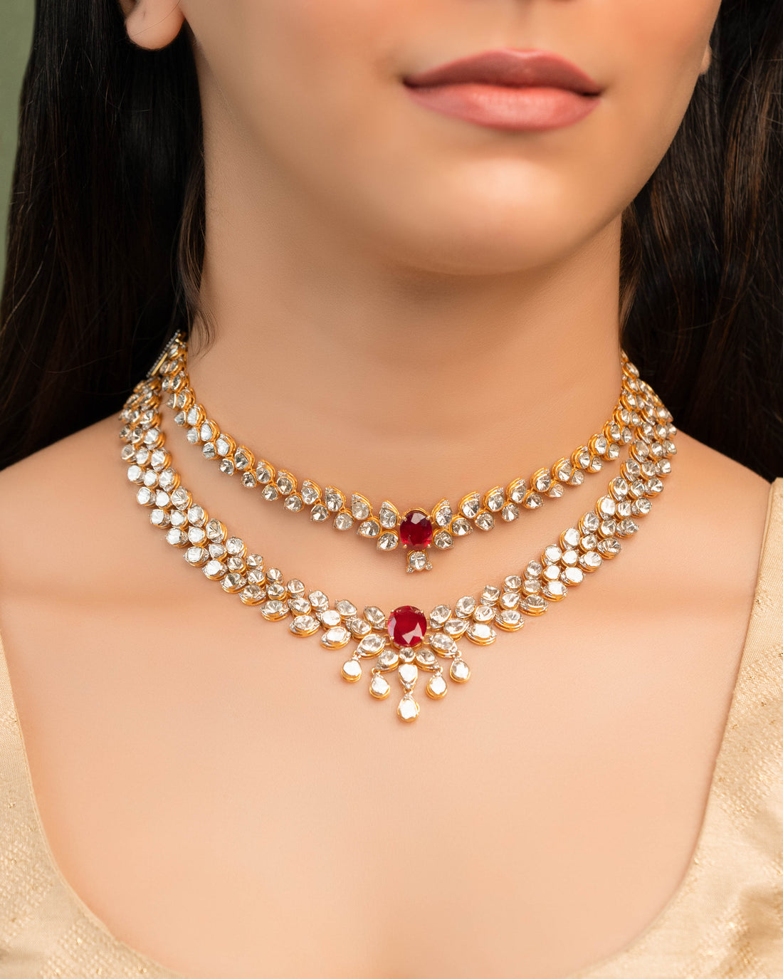 Bella Polki And Diamond Necklaces