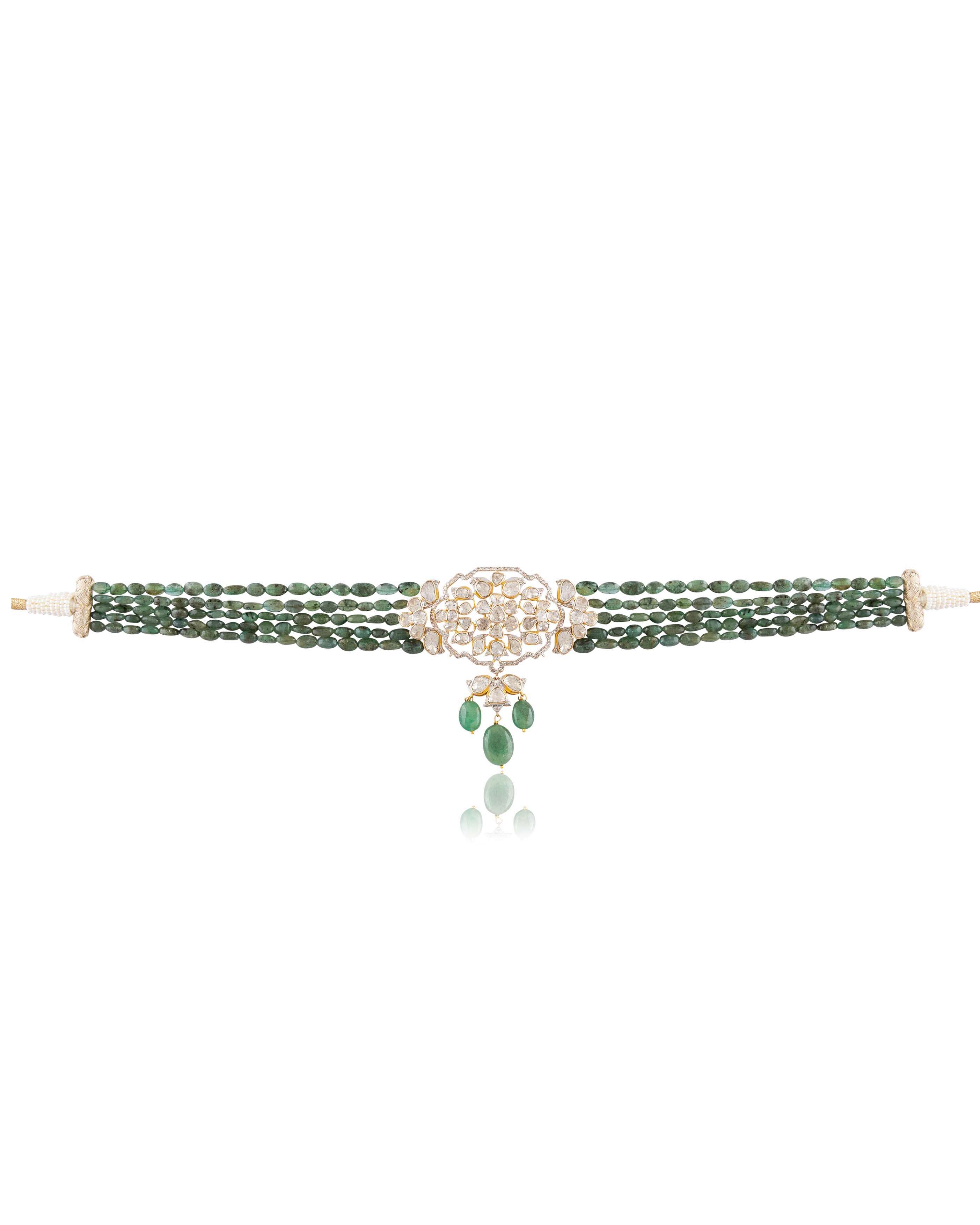 Hemanshi Polki And Diamond Bead Choker