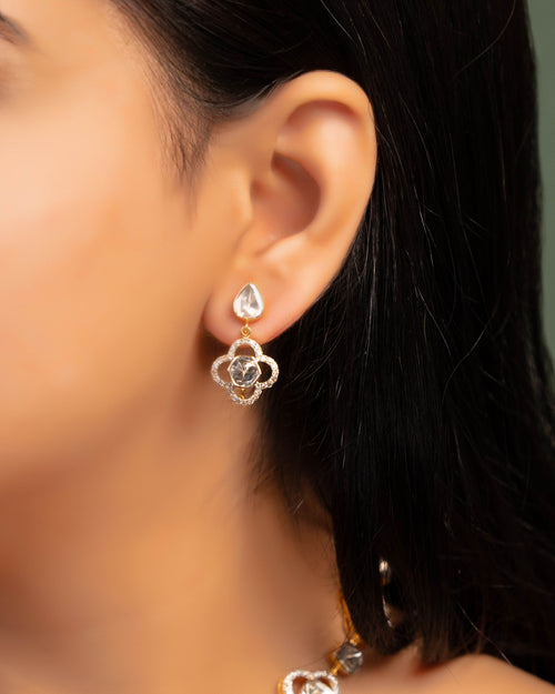 Ofeliya Choker And Maitreyi Long Earrings Polki And Diamond Set