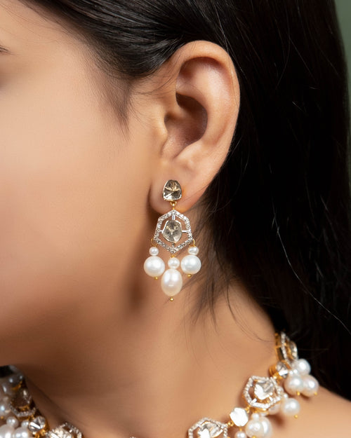 Diana Choker And Nelisha Long Earrings Polki And Diamond Set