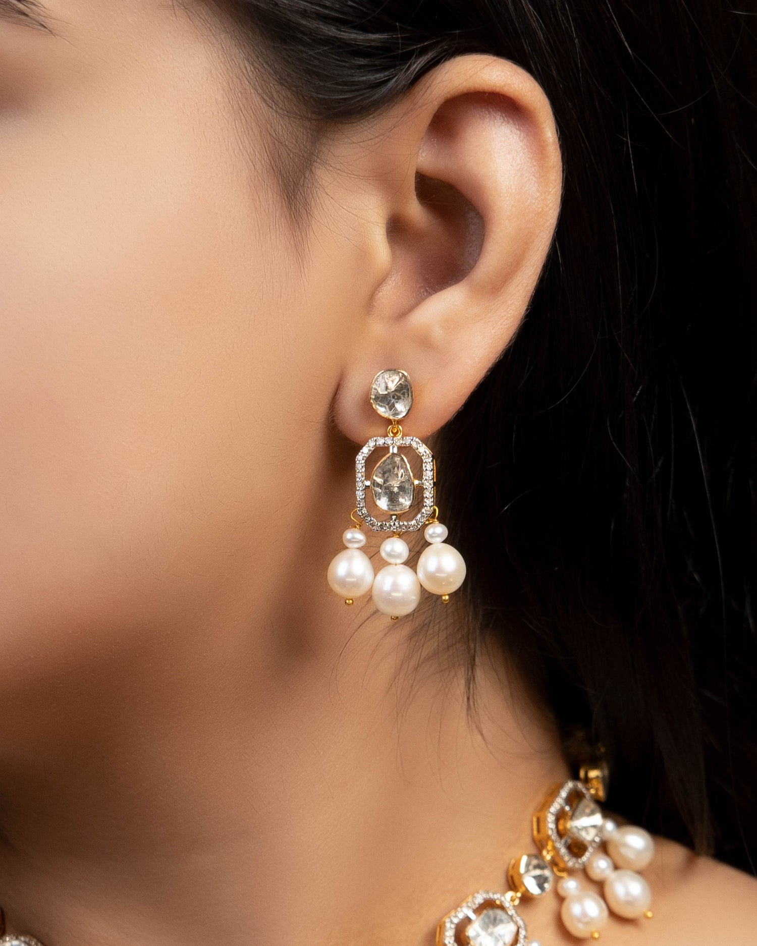 Shreya Choker And Olivia Long Earrings Polki And Diamond Set
