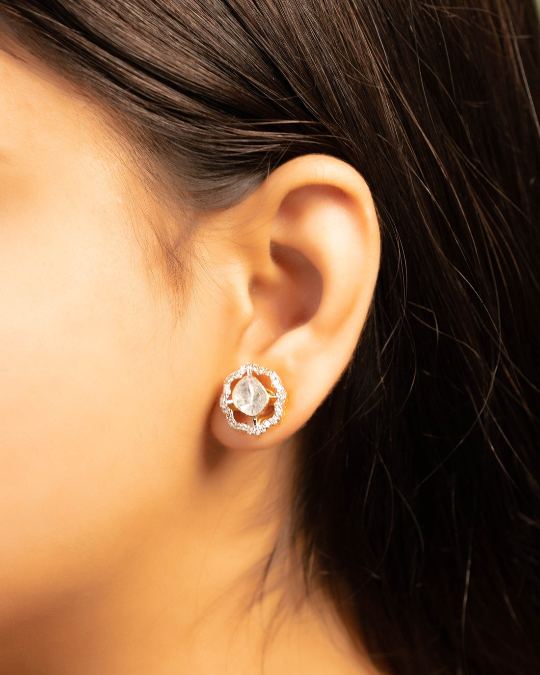 Pragya Pendant And Harvin Tops Polki And Diamond Set