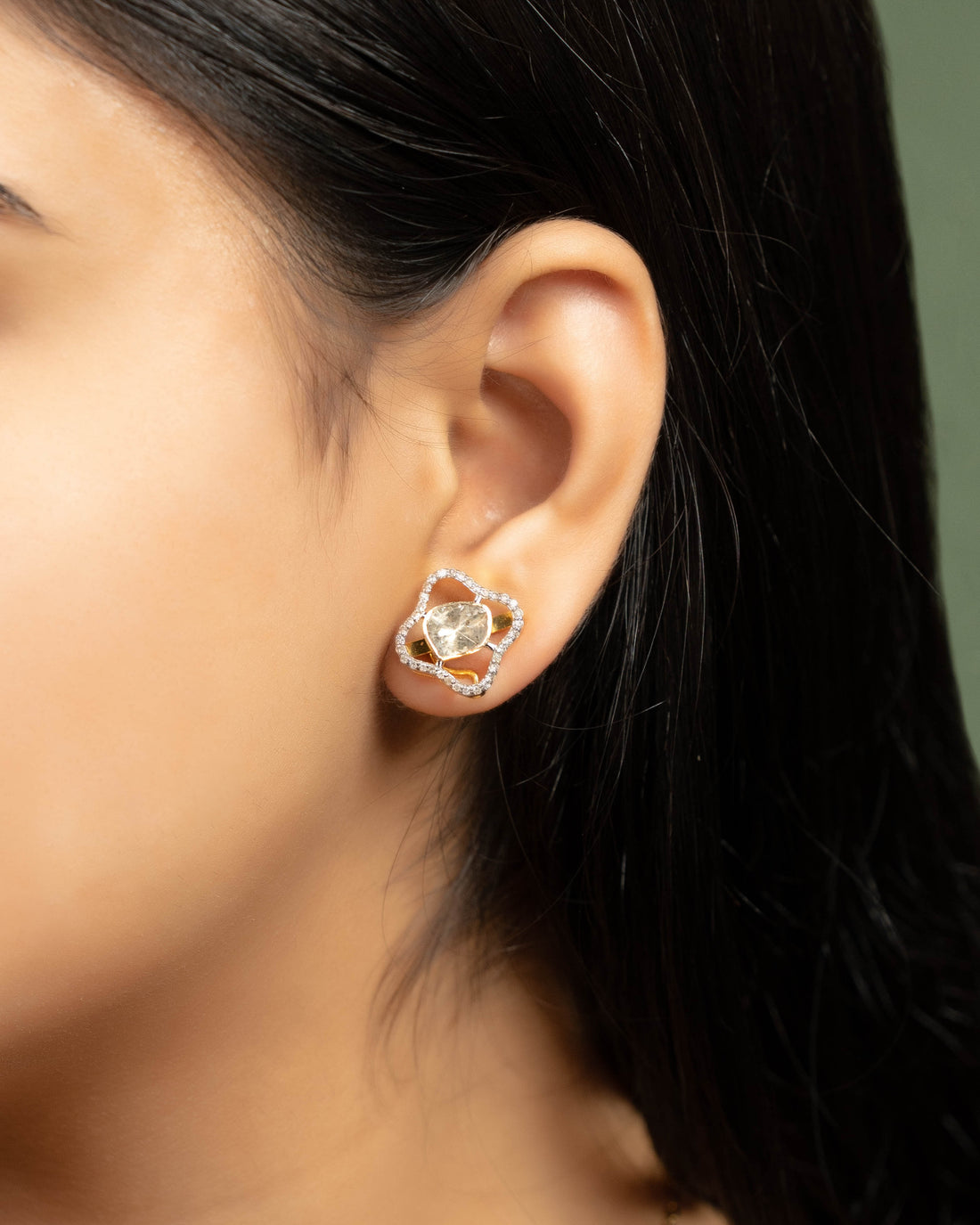 Reena Pendant And Reema Tops Polki And Diamond Set