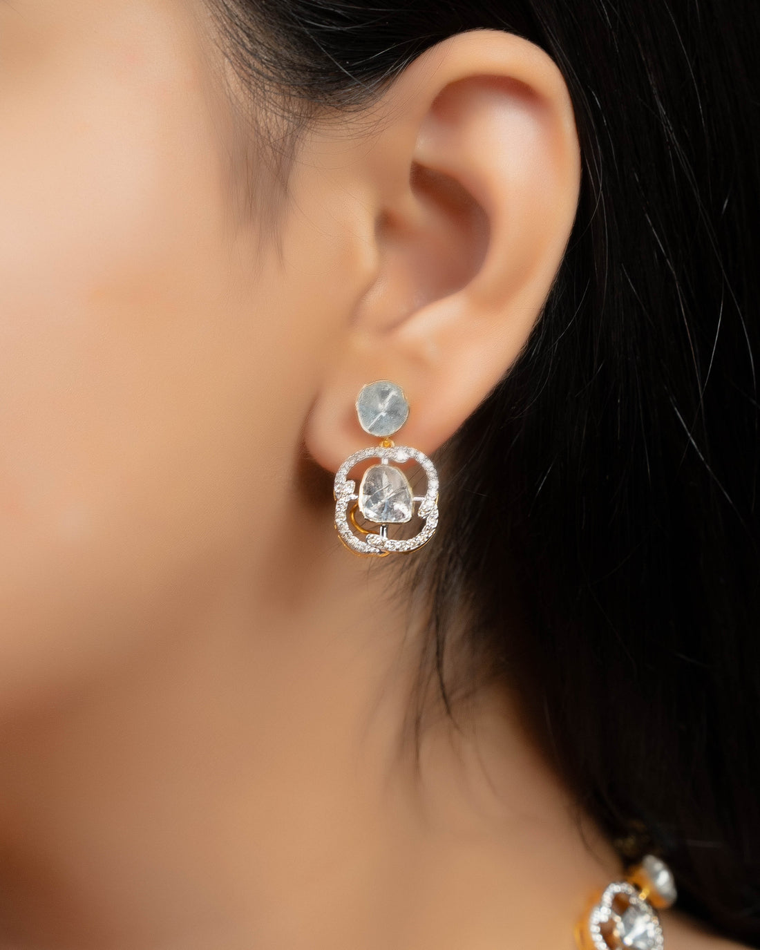Asha Polki And Diamond Long Earrings