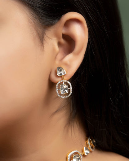 Pallavi Choker And Tulsika Long Earrings Polki And Diamond Set