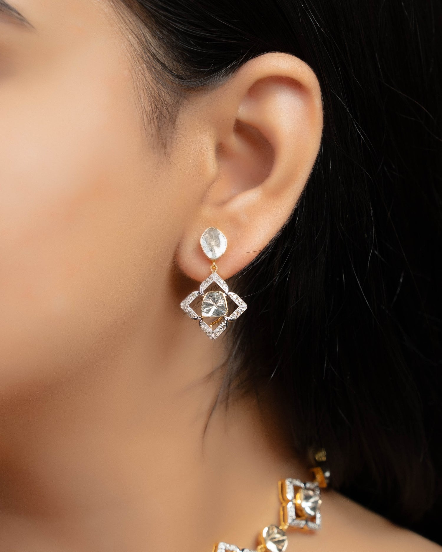 Vinita Choker And Shaziya Long Earrings Polki And Diamond Set