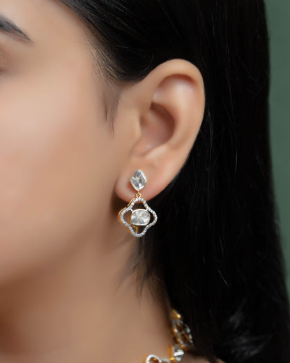 Heena Polki And Diamond Long Earrings