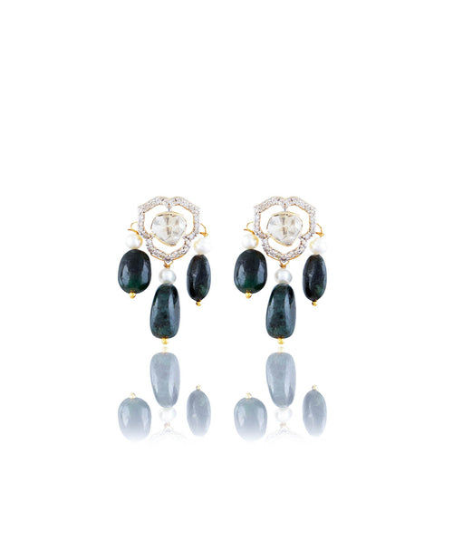 Kirstin Polki And Diamond Long Earrings