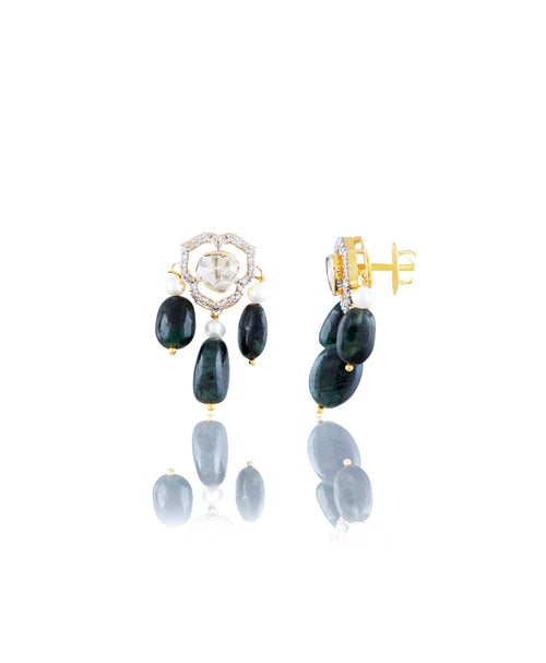 Kirstin Polki And Diamond Long Earrings