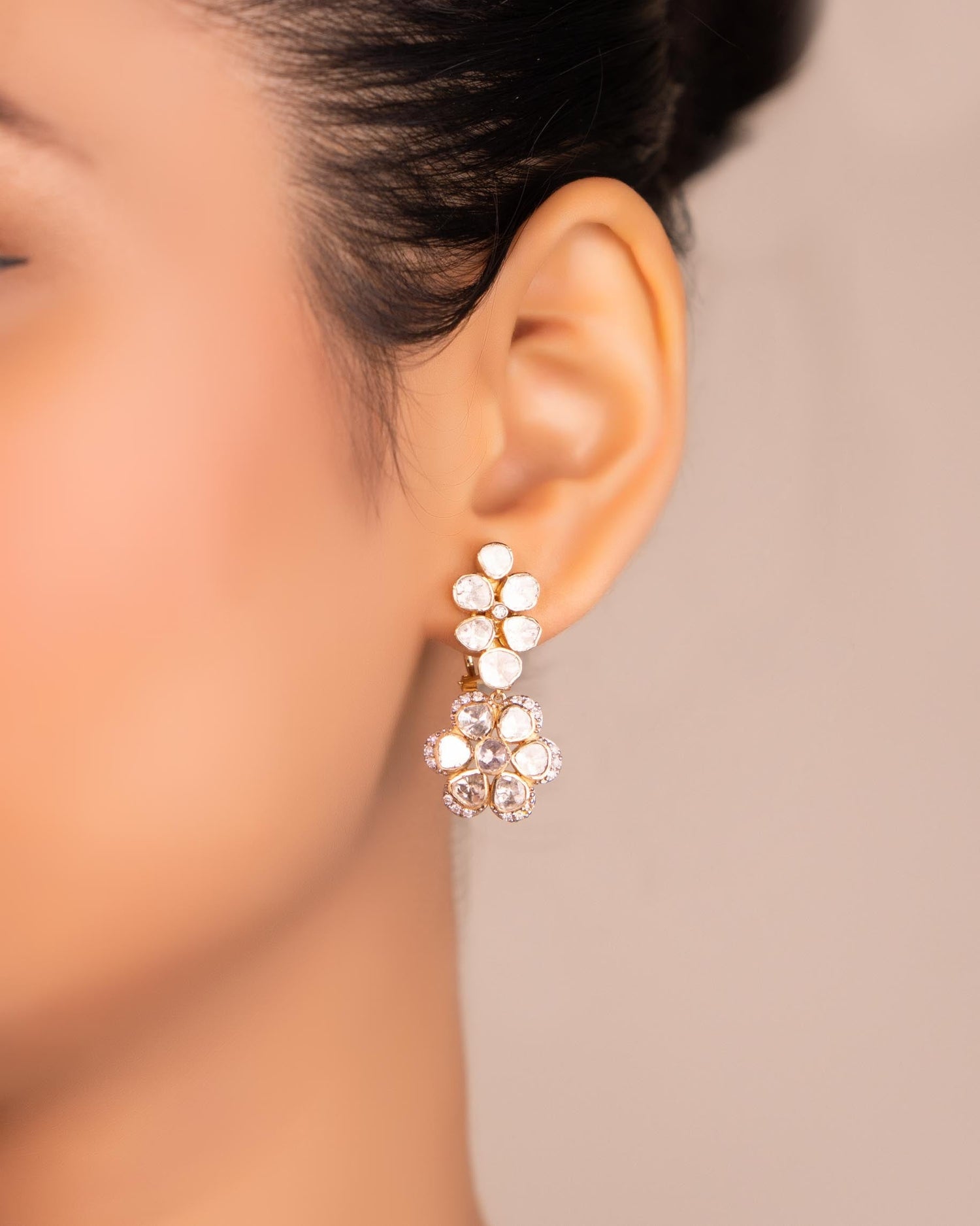 Ekanta Polki And Diamond Long Earrings