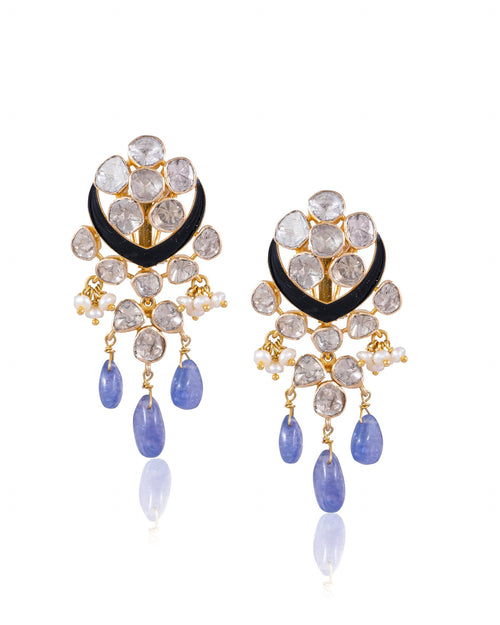 Ritu Bead Choker And Sophia Long Earrings Polki Set