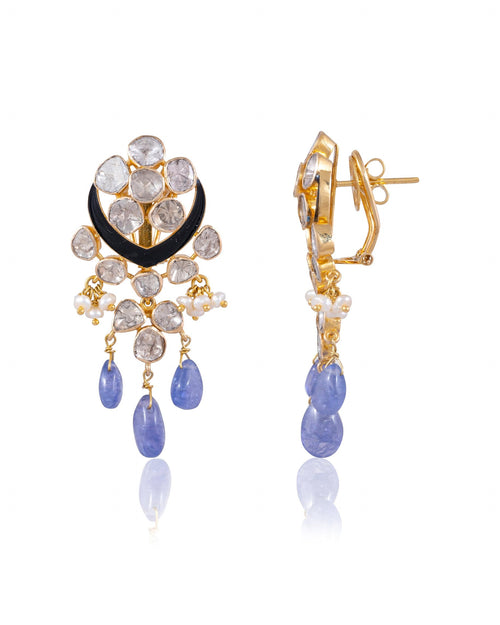 Ritu Bead Choker And Sophia Long Earrings Polki Set