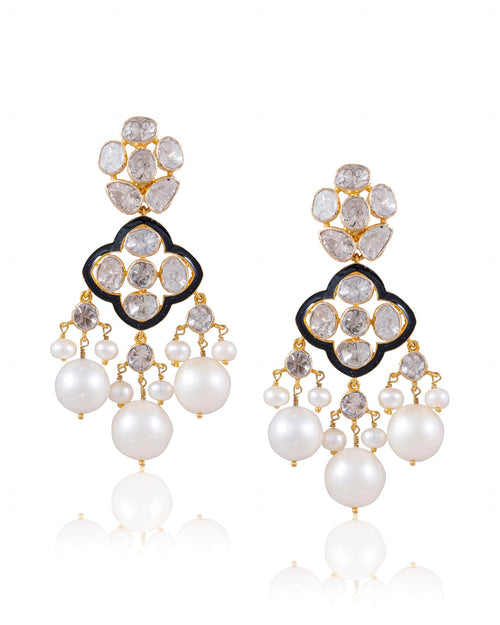 Vida Choker And Casandra Long Earrings Polki Set