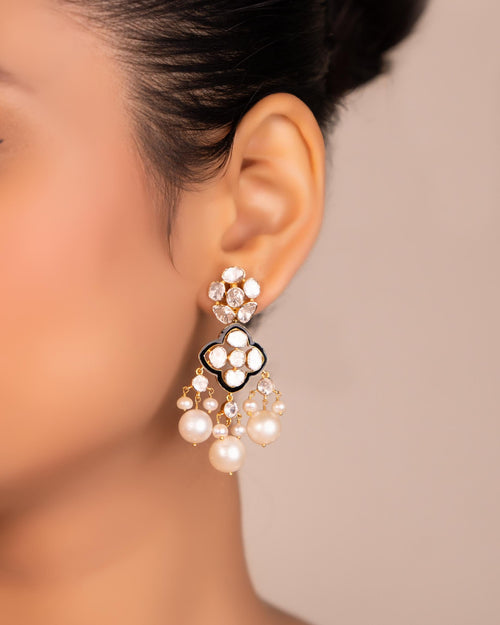 Vida Choker And Casandra Long Earrings Polki Set