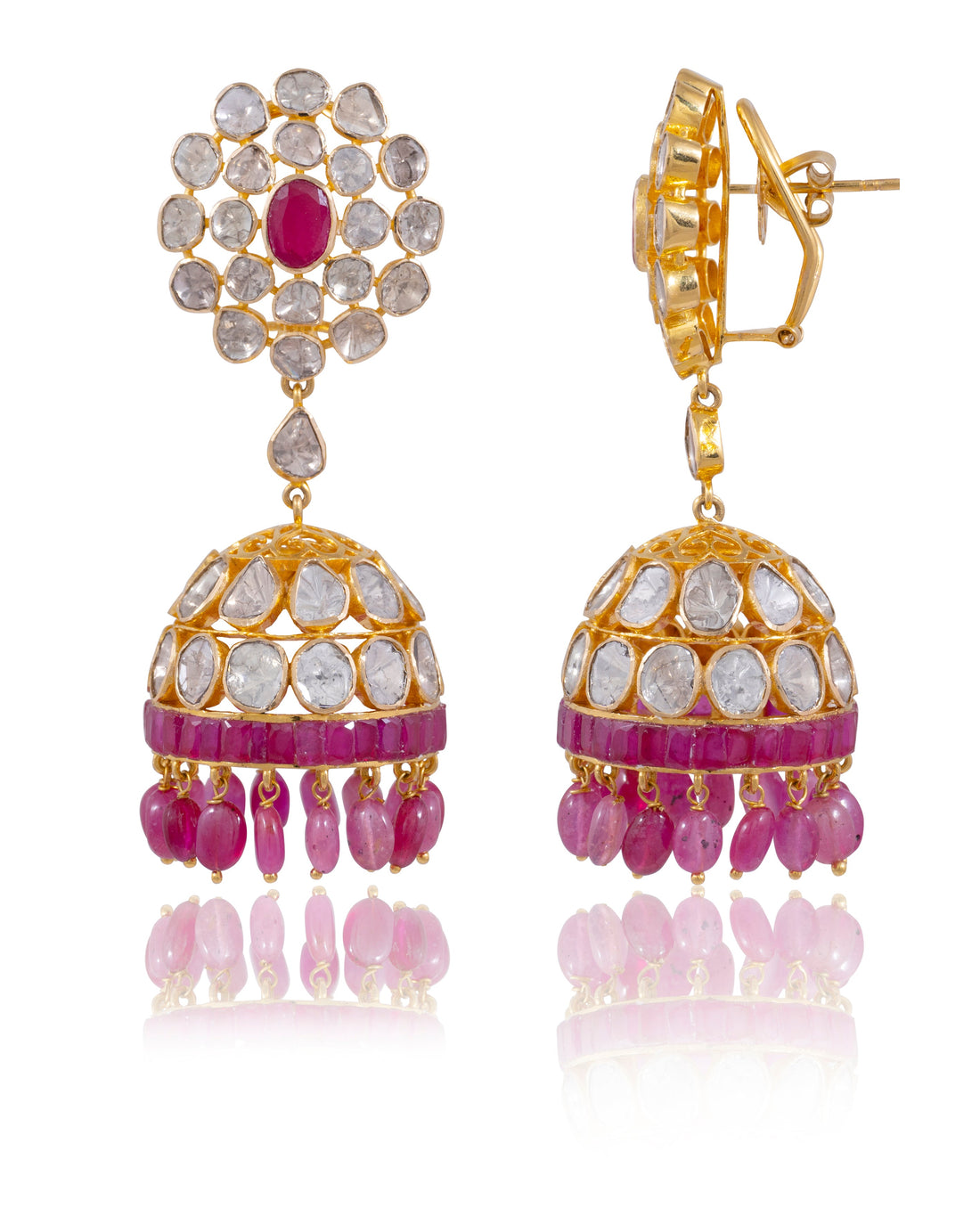 Jasmin Bead Choker And Jissa Jhumkas Polki Set