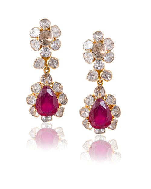 Pragati Necklace And Trupti Long Earrings Polki Set