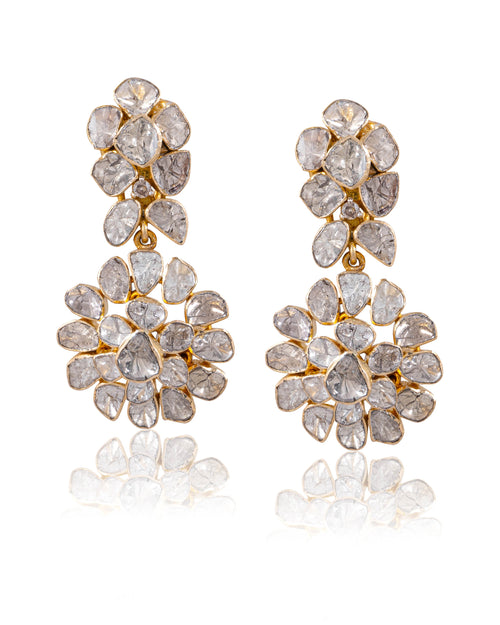 Tanvika Polki And Diamond Long Earrings