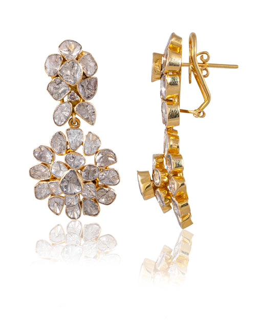 Tanvika Polki And Diamond Long Earrings