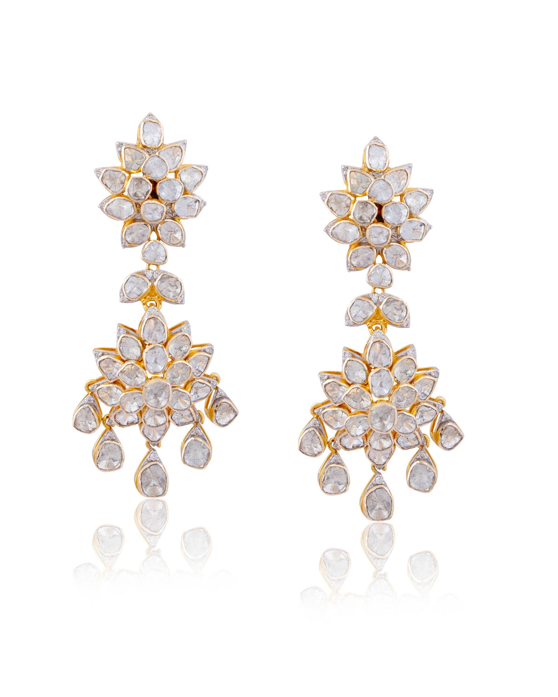 Nadiya Polki And Diamond Long Earrings