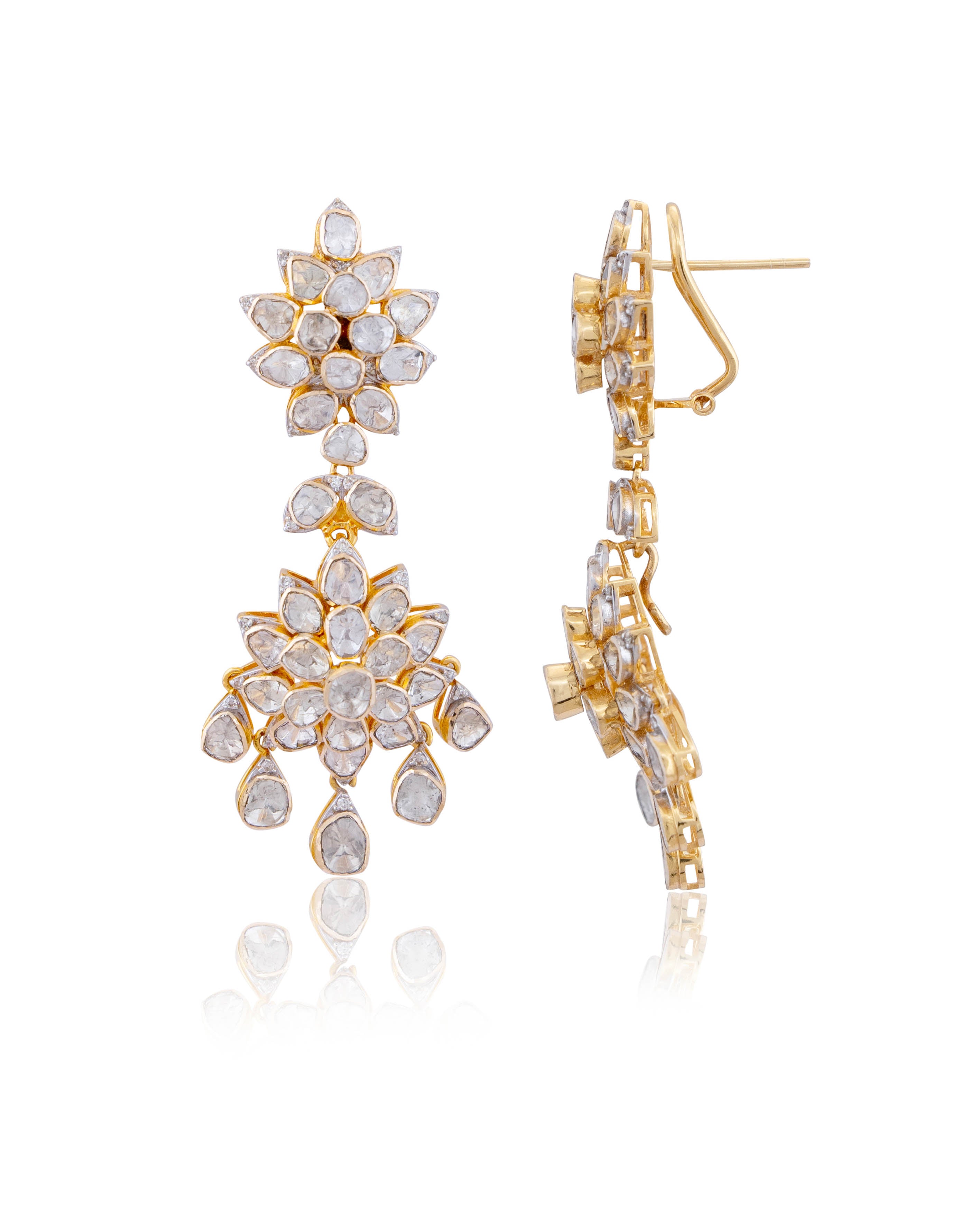 Nadiya Polki And Diamond Long Earrings