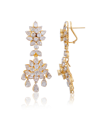 Nadiya Polki And Diamond Long Earrings