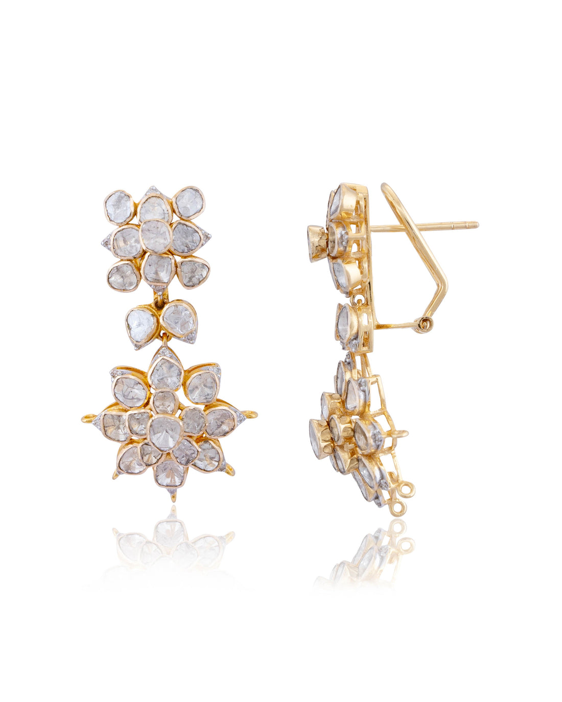 Saida Polki And Diamond Long Earrings