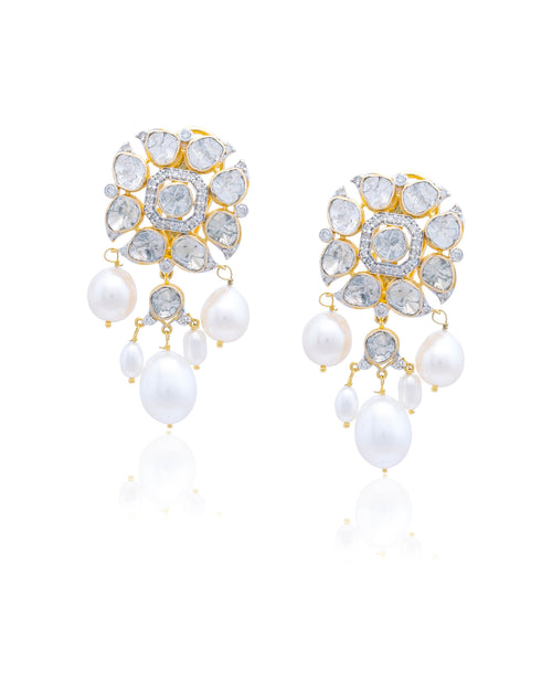 Amara Polki And Diamond Long Earrings