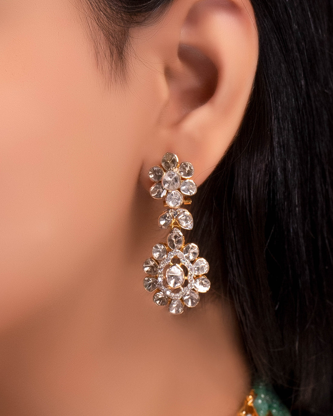 Ananya Polki And Diamond Long Earrings