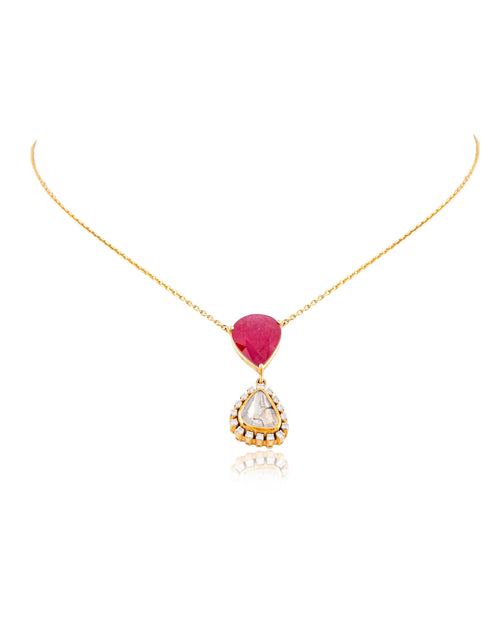 Tania Polki And Diamond Pendant