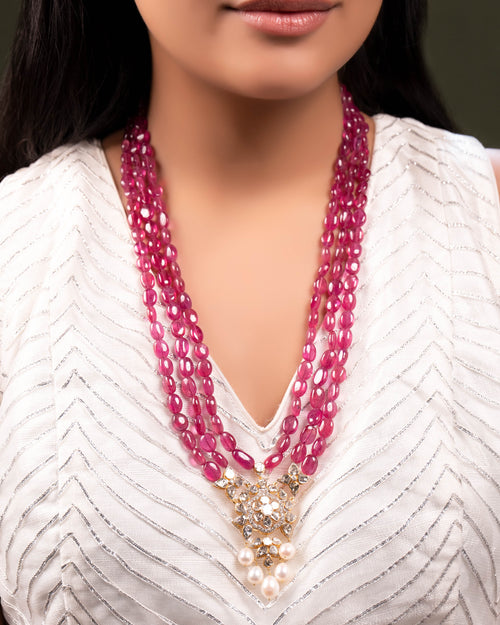 Sanya Polki And Diamond Bead Pendant
