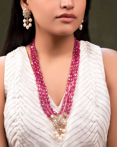 Sanya Polki And Diamond Bead Pendant