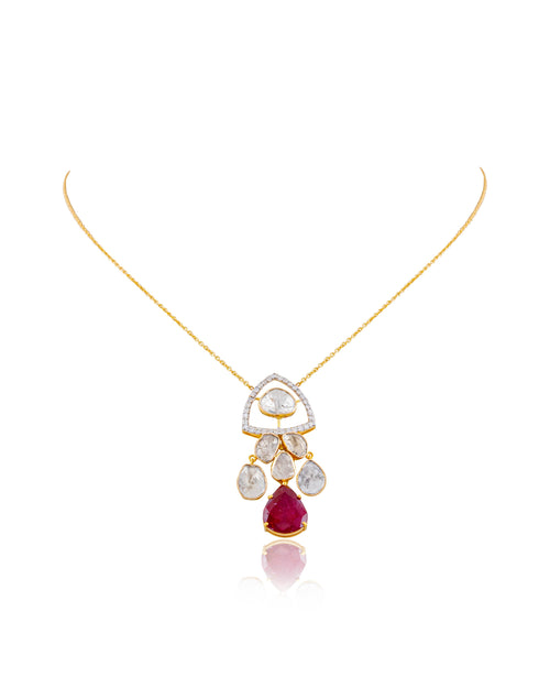 Aryahi Polki And Diamond Pendant
