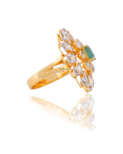 Malti Polki And Diamond Ring