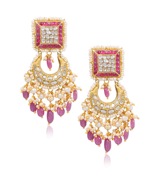 Ruby Polki Chandbali Earrings
