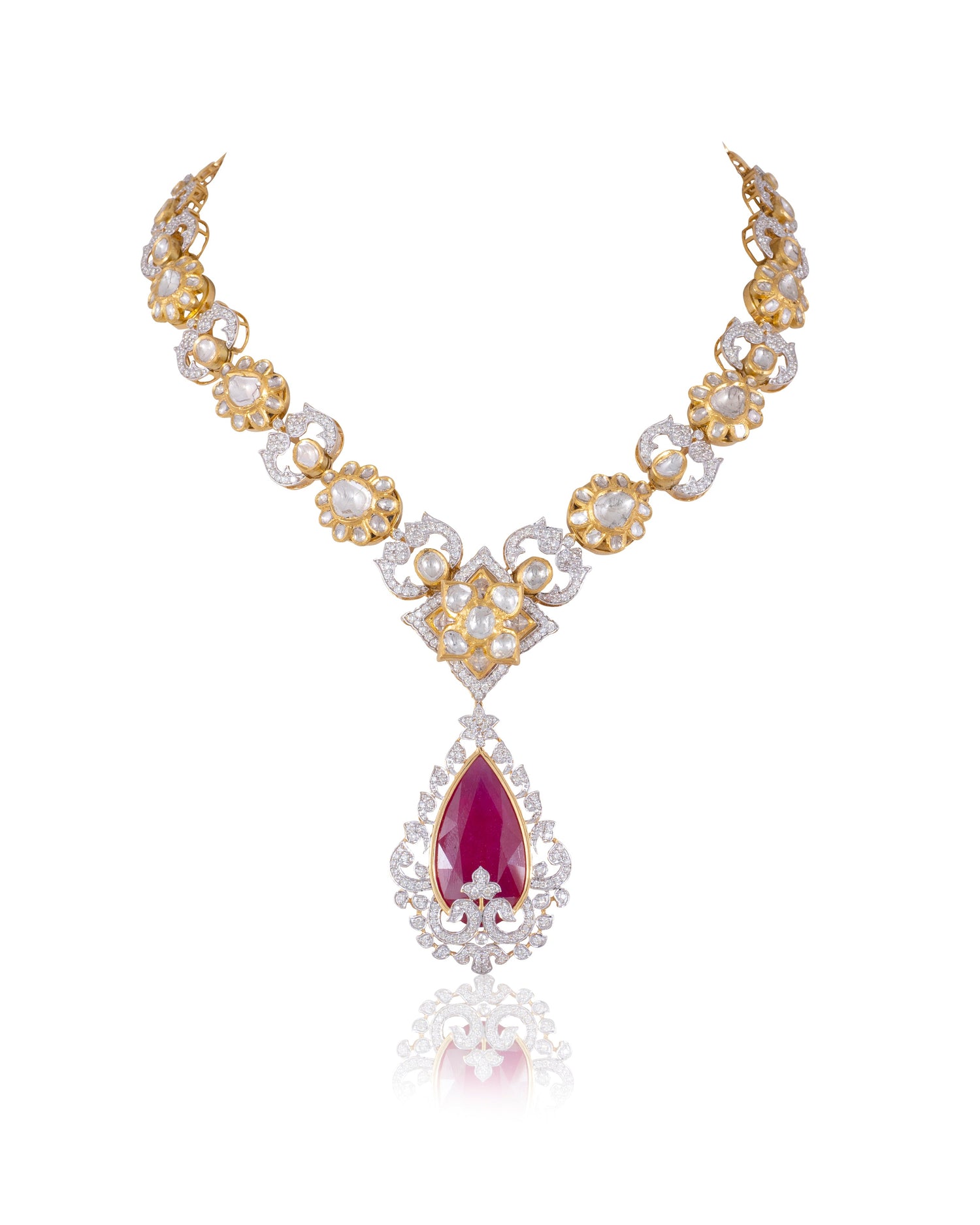 Charvi Polki And Diamond Long Necklace – Tyaani Jewellery LLP