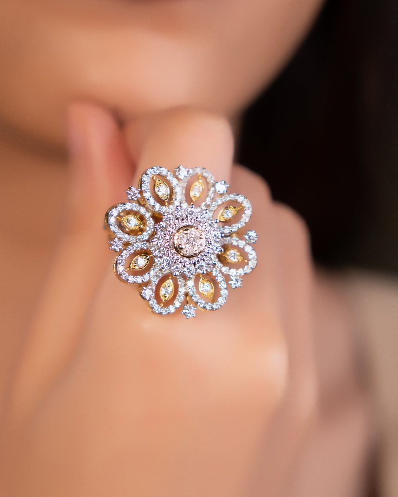 Freshwater Pearl & Diamond Crown Jewel Ring