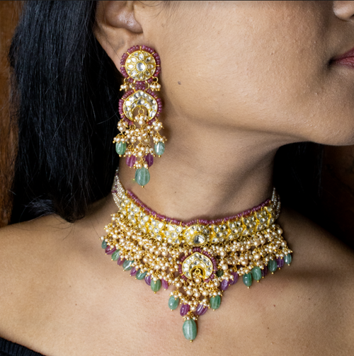 Olivia Choker and Dolly Chandbalis Polki Set