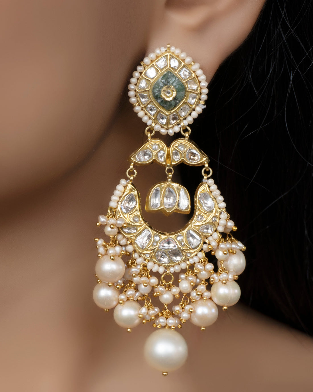 Sazai Necklace and Chahekya Chandbalis Polki Set