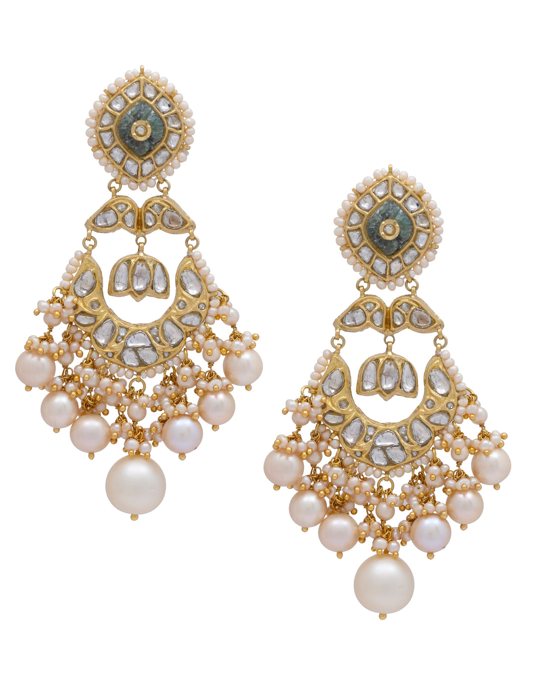 Sazai Necklace and Chahekya Chandbalis Polki Set