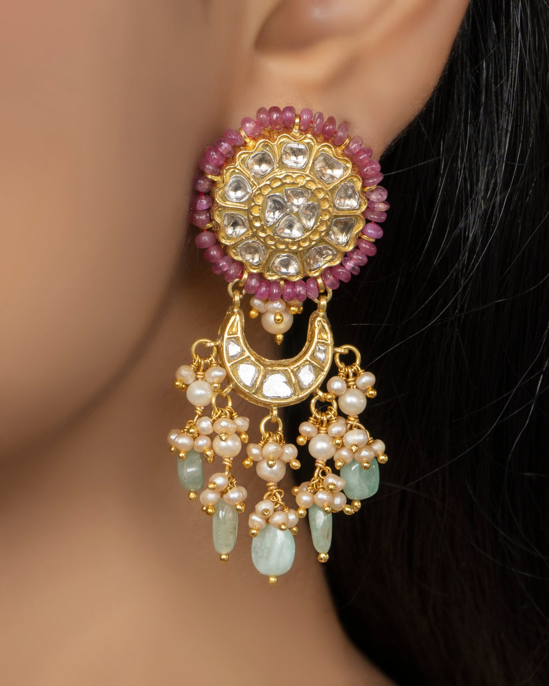 Daina Bead Choker and Panika Chandbalis Polki Set