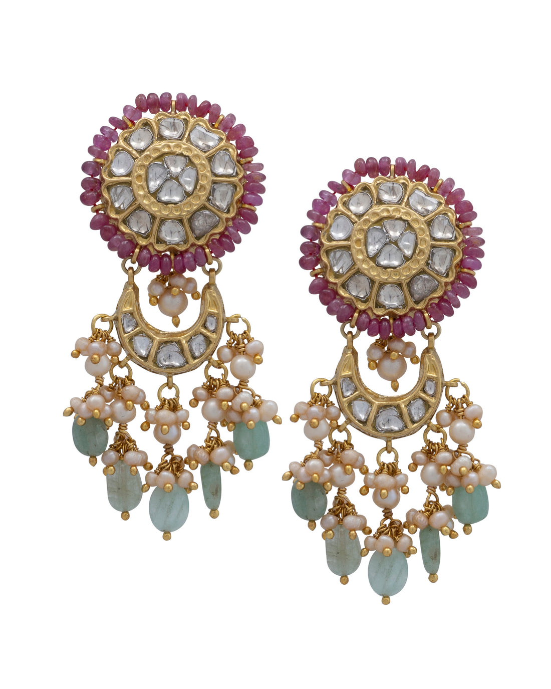 Daina Bead Choker and Panika Chandbalis Polki Set